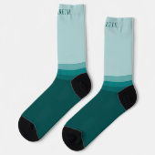 Benutzerdefinierter Aquamarin blauer Farbblock Socken (Linkes Detail)