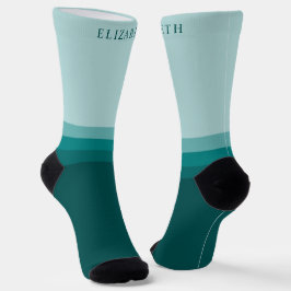 Benutzerdefinierter Aquamarin blauer Farbblock Socken