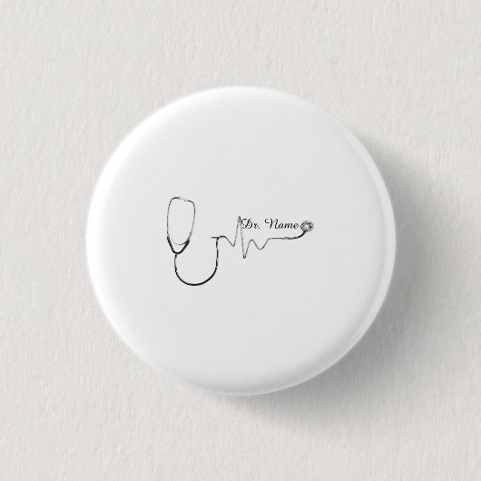 Benutzerdefinierter Arztname Stethoskop Herzschlag Button (Vorderseite)