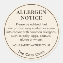 Benutzerdefinierter Aufkleber für Allergiehinweise