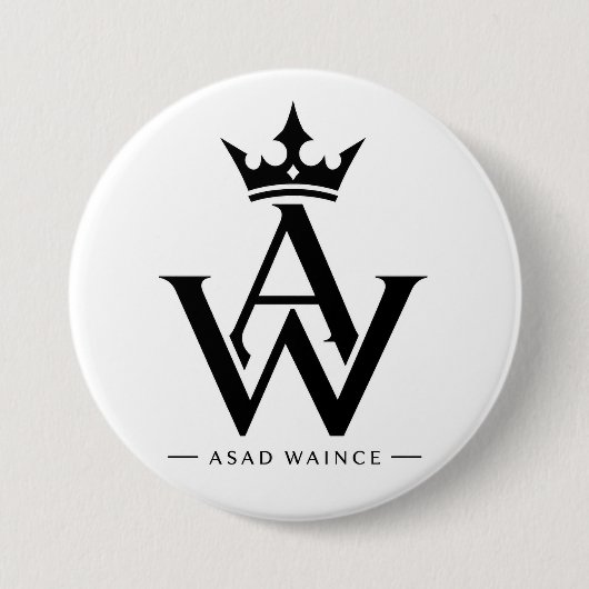Benutzerdefinierter AW-Monogramm-Kronen-Logo-Rund- Button (Vorderseite)