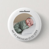 Benutzerdefinierter Baby-Foto-Geburtstagsbutton Button (Vorderseite)