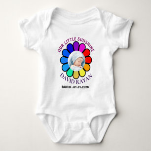 Benutzerdefinierter Baby-Foto-Regenbogen-Blumen- u Baby Strampler
