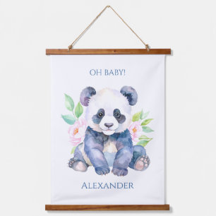 Benutzerdefinierter Baby-Panda Wandteppich Mit Holzrahmen