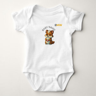 Benutzerdefinierter [Babyname] Chibi-Tier-Herz-Bod Baby Strampler