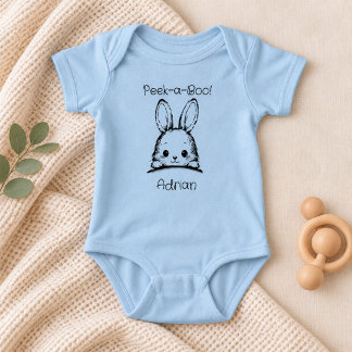 Benutzerdefinierter Babyname | Peekaboo Bunny Baby Strampler
