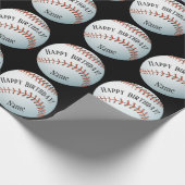 Benutzerdefinierter Baller Baseball-Name glücklich Geschenkpapier (Ecke)