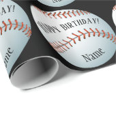 Benutzerdefinierter Baller Baseball-Name glücklich Geschenkpapier (Rolleneckpunkt)