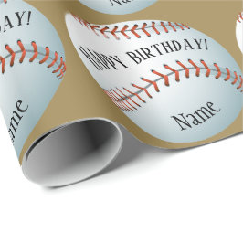 Benutzerdefinierter Baller Baseball-Name glücklich Geschenkpapier