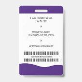 Benutzerdefinierter Bar-Code, Logo, Name, Mitarbei Ausweis (Rückseite)