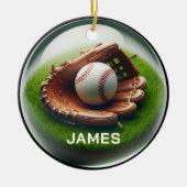 Benutzerdefinierter Baseball-Faux-Glas-Orb-Look Keramik Ornament (Vorne)