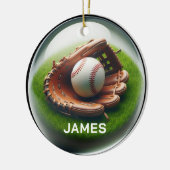 Benutzerdefinierter Baseball-Faux-Glas-Orb-Look Keramik Ornament (Links)