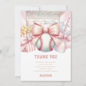 Benutzerdefinierter Baseball Mädchen Geburtstag Dankeskarte (Vorderseite)