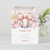 Benutzerdefinierter Baseball Mädchen Geburtstag Dankeskarte (Stehend Vorderseite)