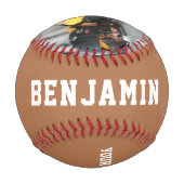 Benutzerdefinierter Baseball mit Name, Nummer, Fot (Rückseite)