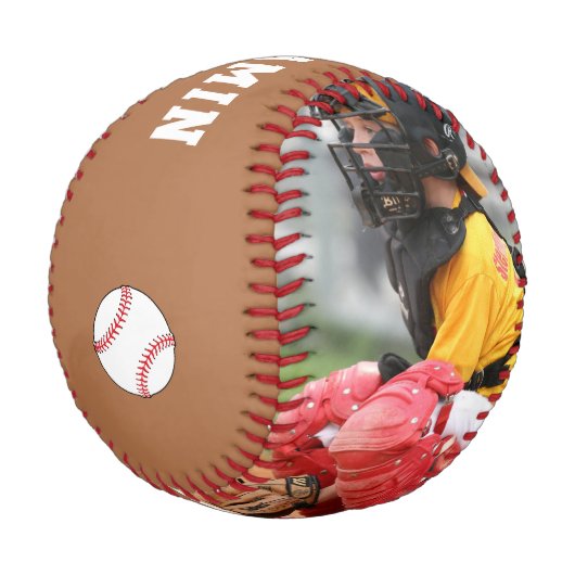 Benutzerdefinierter Baseball mit Name, Nummer, Fot (Schrägansicht)