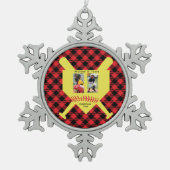 Benutzerdefinierter Baseballname, FotoCollage Schneeflocken Zinn-Ornament (Vorderseite)