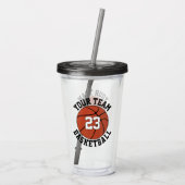 Benutzerdefinierter Basketball Teamname und Spiele Acryltrinkbecher (Rückseite)