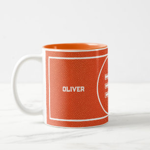 Benutzerdefinierter Basketball Textur Orange Zweifarbige Tasse