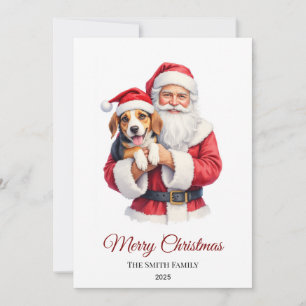 Benutzerdefinierter Beagle-Hund Weihnachtsmann Wei Feiertagskarte