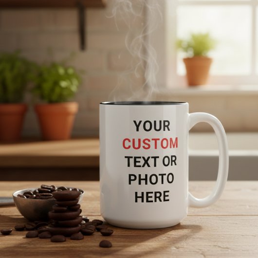Benutzerdefinierter Becher | Text, Foto, Logo oder Zweifarbige Tasse