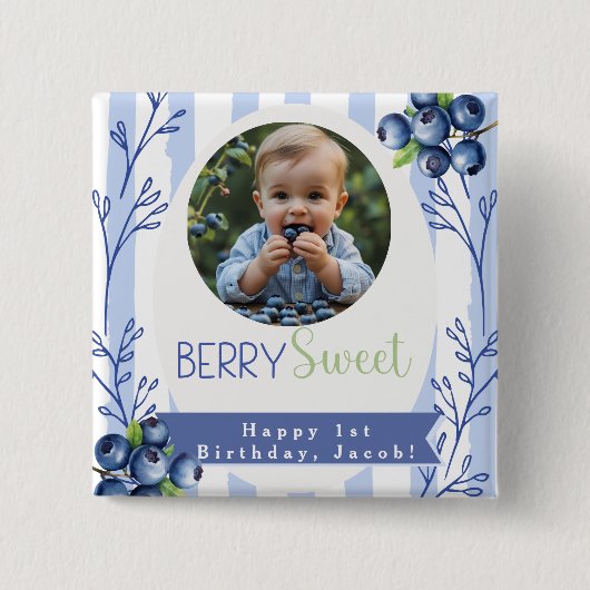 Benutzerdefinierter Berry Sweet Geburtstag-Foto-Bu Button (Vorderseite)