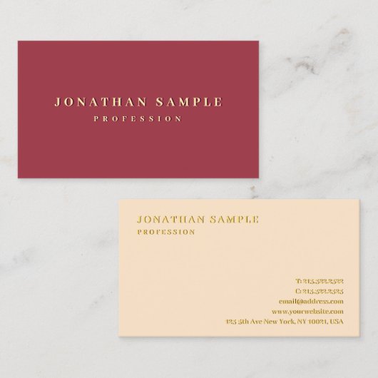 Benutzerdefinierter Beruflicher, eleganter Goldfar Visitenkarte (Vorne/Hinten)