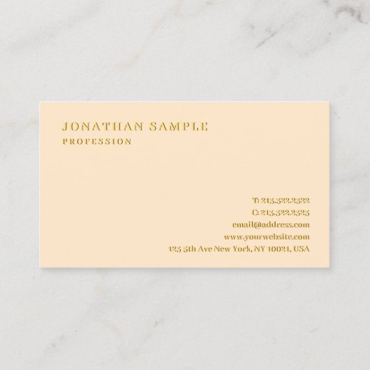 Benutzerdefinierter Beruflicher, eleganter Goldfar Visitenkarte (Rückseite)