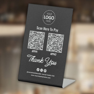 Benutzerdefinierter berührungsloser QR-Code Schwar Sockelschild
