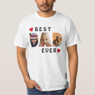 Benutzerdefinierter bester Vater je 3 FotoCollage T-Shirt