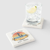 Benutzerdefinierter bester Vater nach Par Golfing  Steinuntersetzer (Seitenansicht)