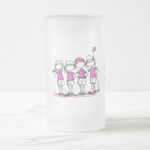 Benutzerdefinierter Bierkrug für Damen-Golf-Liga - Mattglas Bierglas
