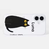Benutzerdefinierter Black Cat iPhone Case - Name h iPhone 16 Hülle (Rückseite (Horizontal))