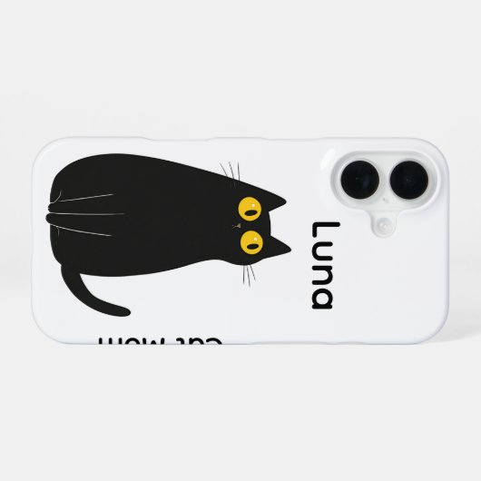 Benutzerdefinierter Black Cat iPhone Case - Name h iPhone 16 Hülle (Rückseite (Horizontal))