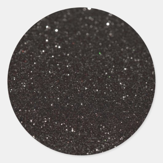 Benutzerdefinierter Black Glitzer Trendy Runder Aufkleber (Vorderseite)