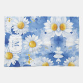 Benutzerdefinierter blauer Aquarell-Gänseblümchen- Geschirrtuch (Horizontal)