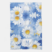 Benutzerdefinierter blauer Aquarell-Gänseblümchen- Geschirrtuch (Vertikal)