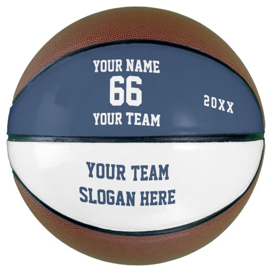 Benutzerdefinierter blauer Basketball mit Name, Nu (Vorderseite)