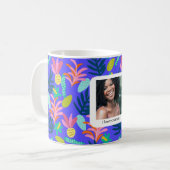 Benutzerdefinierter blauer Blumen-Mutterliebe-Bech Kaffeetasse (Vorderseite Links)