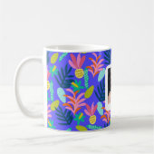 Benutzerdefinierter blauer Blumen-Mutterliebe-Bech Kaffeetasse (Links)