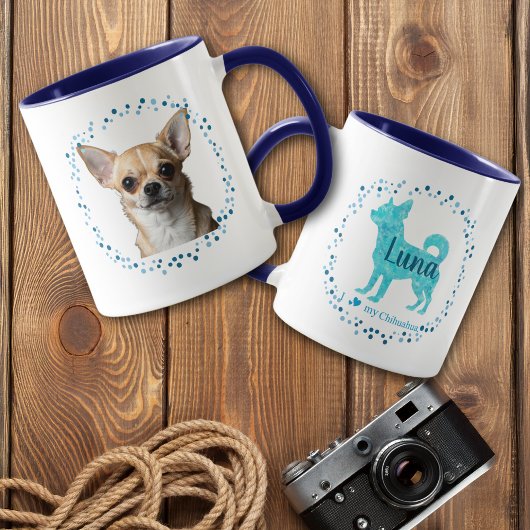 Benutzerdefinierter blauer Chihuahua-Becher Foto P Tasse