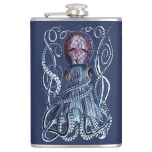 Benutzerdefinierter blauer Oktopus moderne Küstenm Flachmann