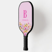 Benutzerdefinierter Blumeninitiale und Name Pickleball Schläger (Links)