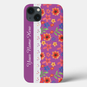 Benutzerdefinierter Blumenprint Magenta iPhone 6 X 13 Hülle