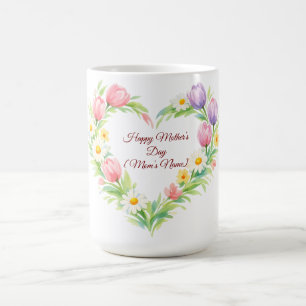 Benutzerdefinierter Blumiger Herz-Muttertags-Beche Kaffeetasse