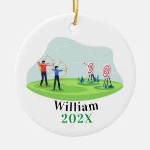 Benutzerdefinierter Bogen-Christbaumkeramik-Schmuc Keramik Ornament