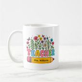 Benutzerdefinierter Boho-Wildblumen-Lehrerbecher, Kaffeetasse (Links)