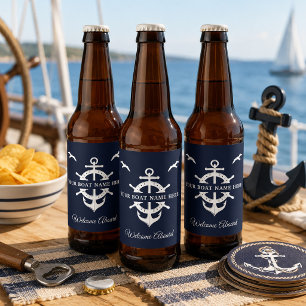 Benutzerdefinierter Bootsname Schiffsruder Anker N Bierflaschenetikett
