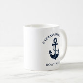 Benutzerdefinierter Bootsname und Kapitäne nautisc Kaffeetasse (VorderseiteRechts)