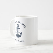 Benutzerdefinierter Bootsname und Kapitäne nautisc Kaffeetasse (Vorderseite Links)